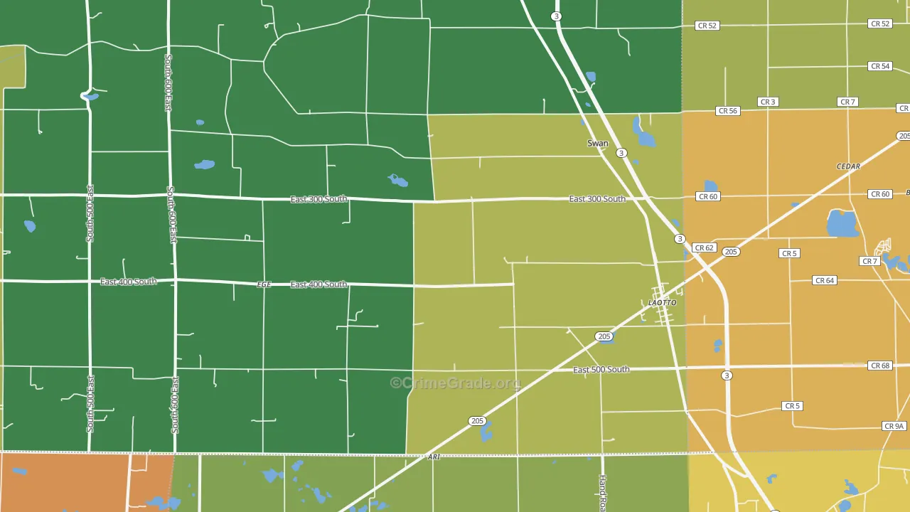 Laotto, IN Map of Drug-Related Crime Rates