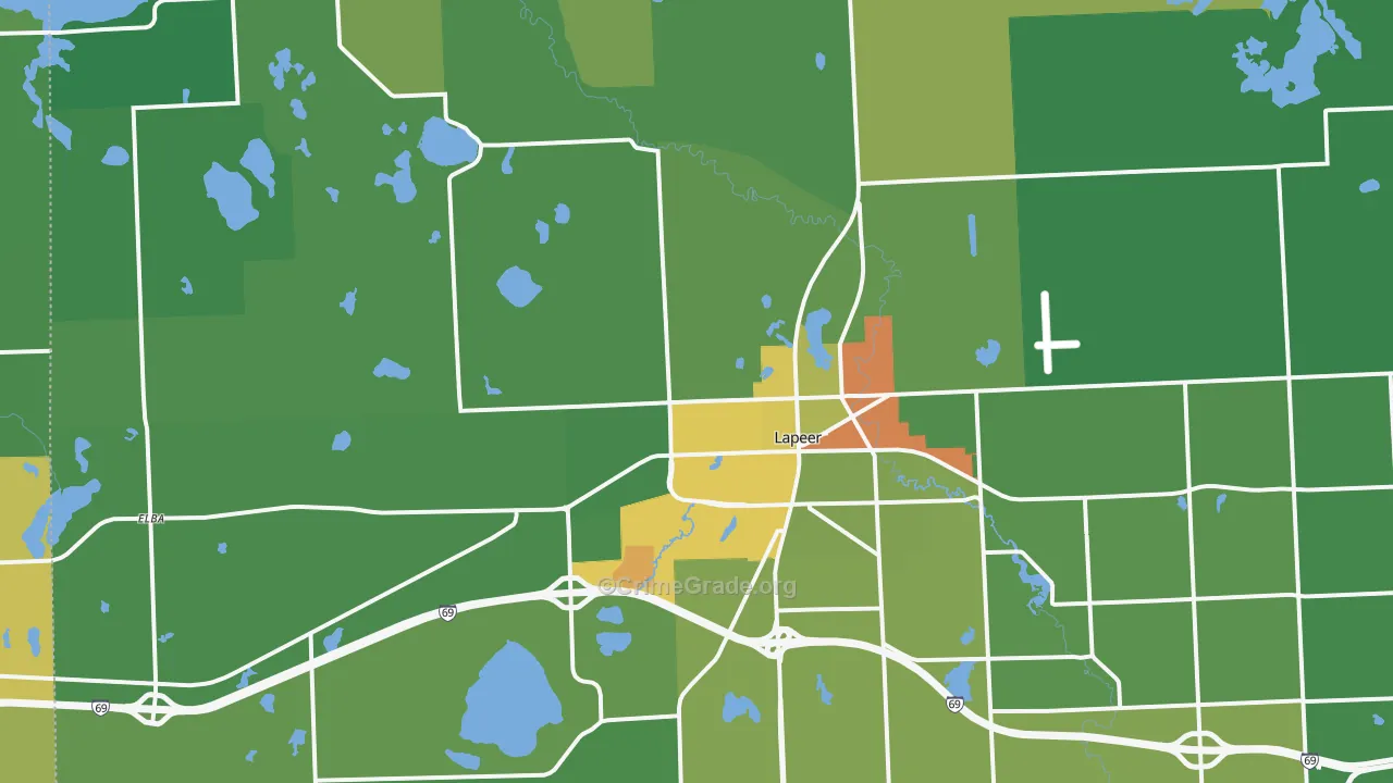 Lapeer, MI Map of Drug-Related Crime Rates