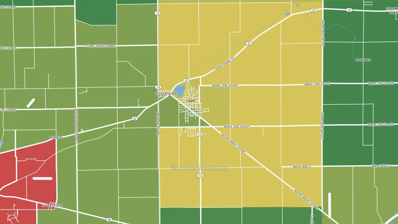 Lapel, IN Map of Drug-Related Crime Rates