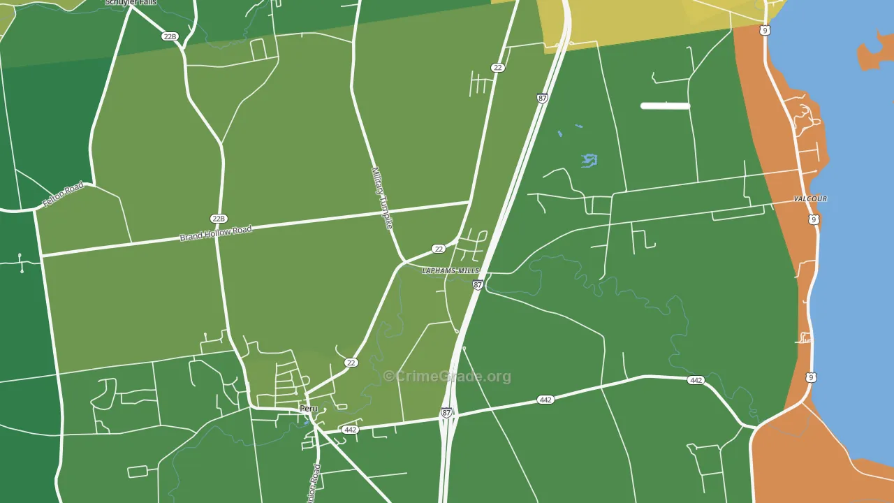 Laphams Mills, NY Map of Drug-Related Crime Rates