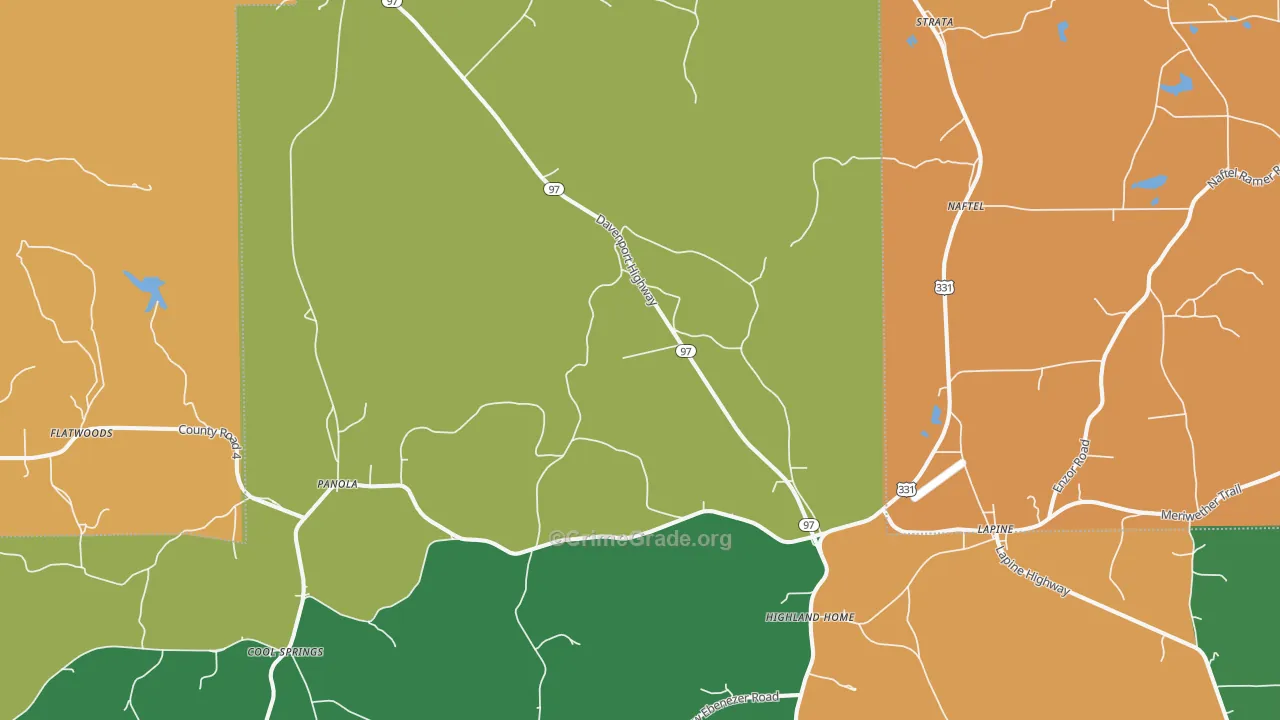 Lapine, AL Map of Drug-Related Crime Rates