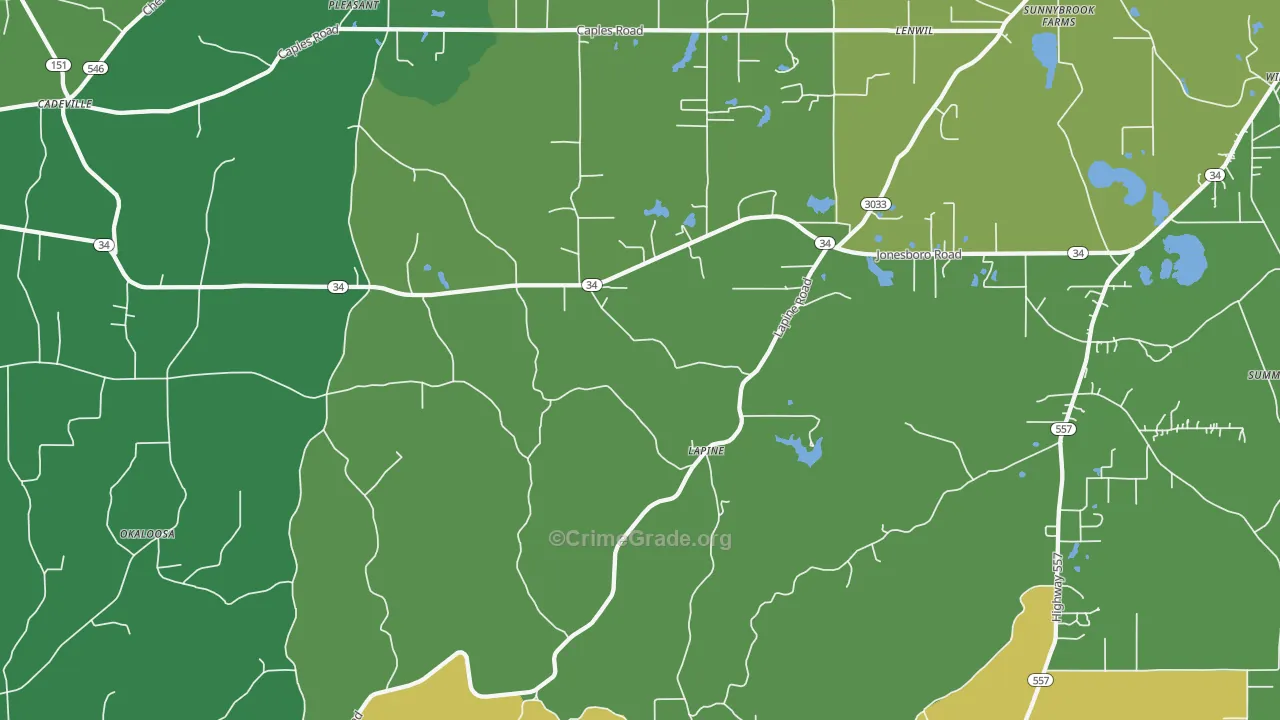 Lapine, LA Map of Drug-Related Crime Rates
