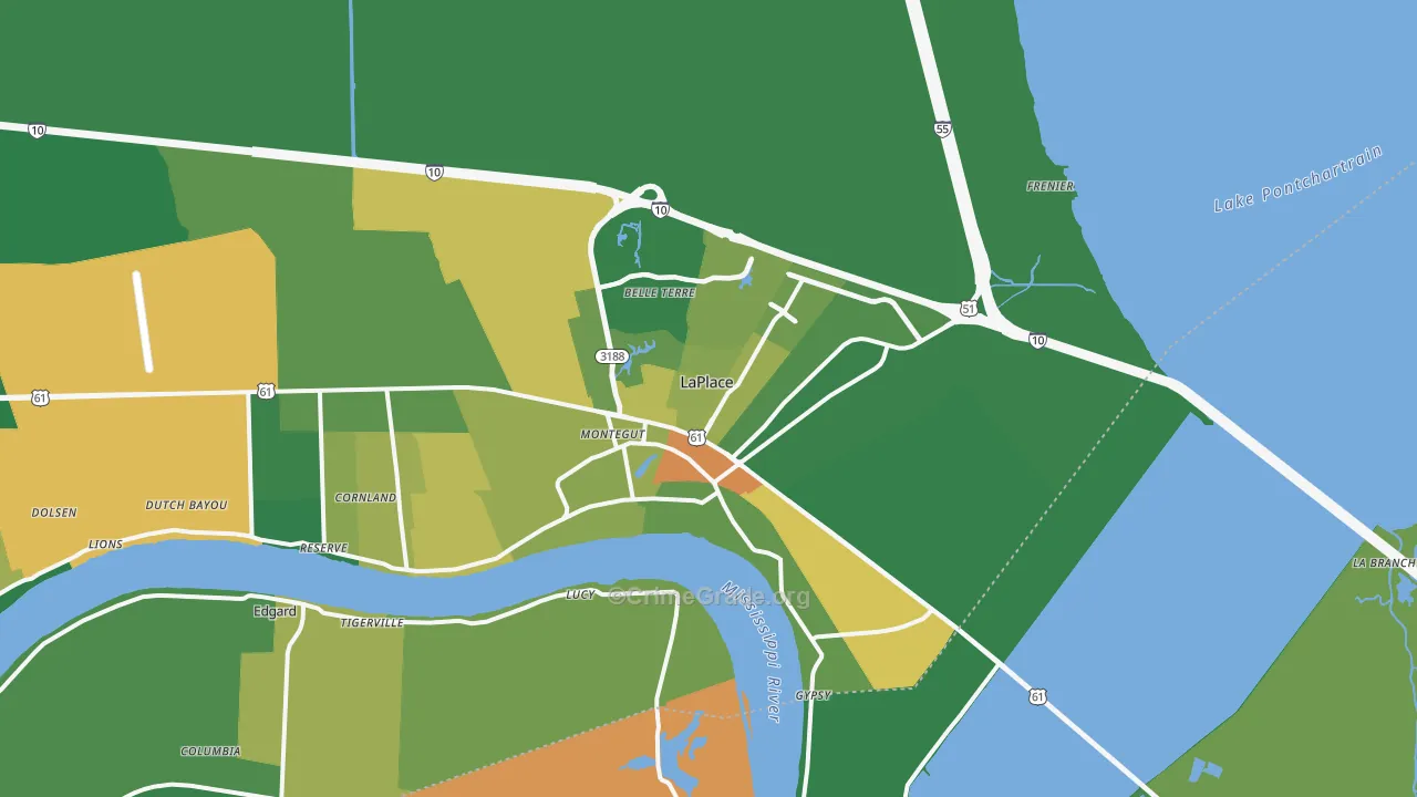 Laplace, LA Map of Drug-Related Crime Rates