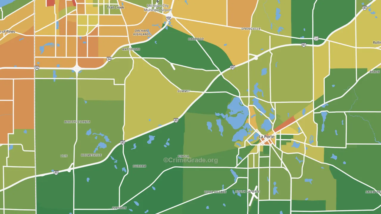 LaPorte County, IN Map of Drug-Related Crime Rates
