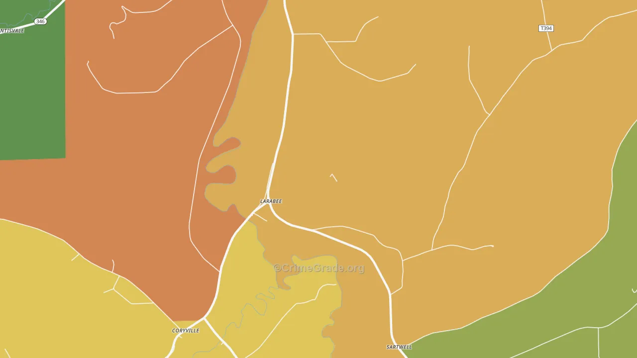 Larabee, PA Map of Drug-Related Crime Rates