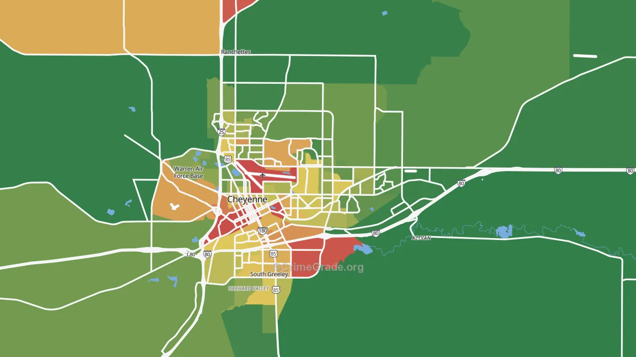 Laramie County, WY Map of Drug-Related Crime Rates
