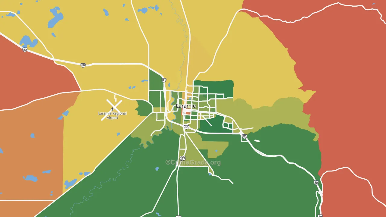 Laramie, WY Map of Drug-Related Crime Rates