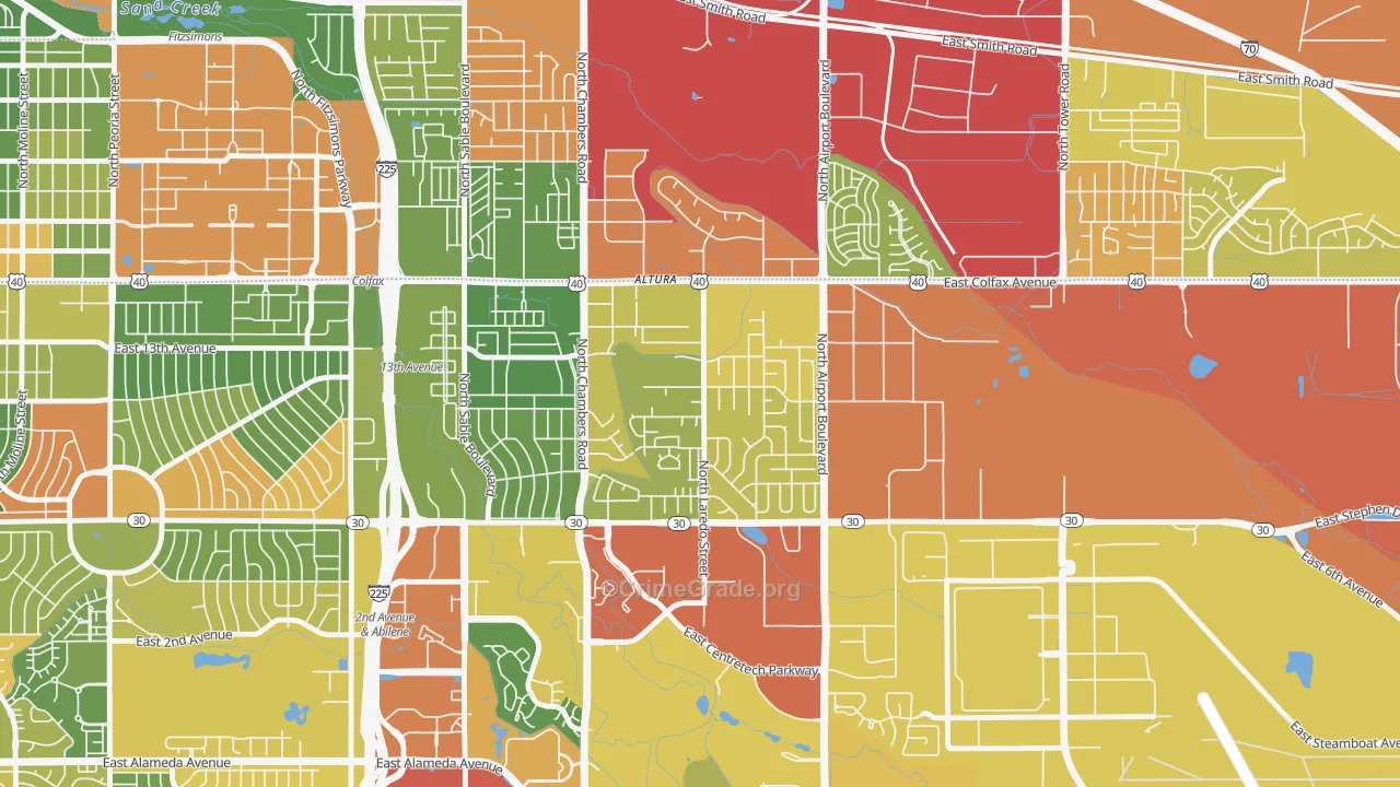 Laredo Highline, Aurora, CO Map of Drug-Related Crime Rates