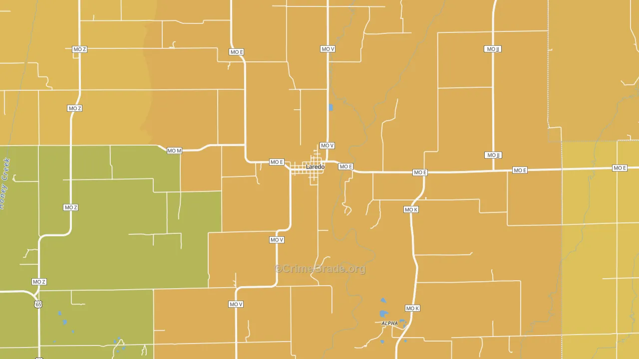 Laredo, MO Map of Drug-Related Crime Rates