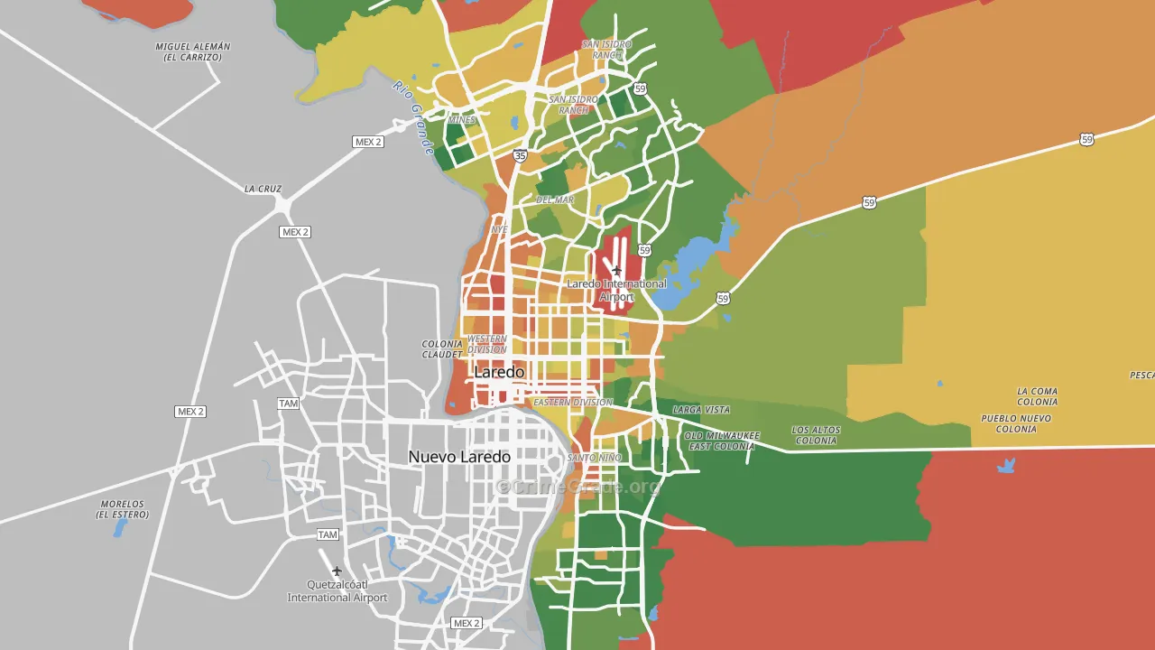Laredo, TX Map of Drug-Related Crime Rates