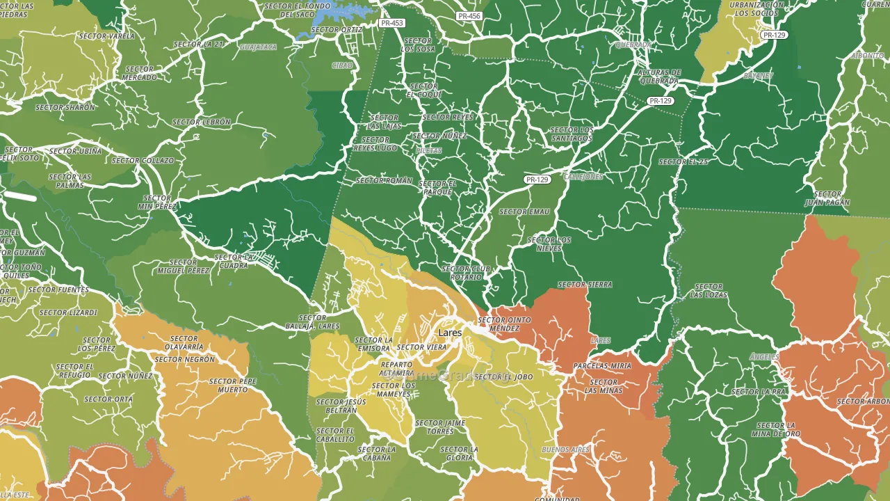 Lares, PR Map of Drug-Related Crime Rates