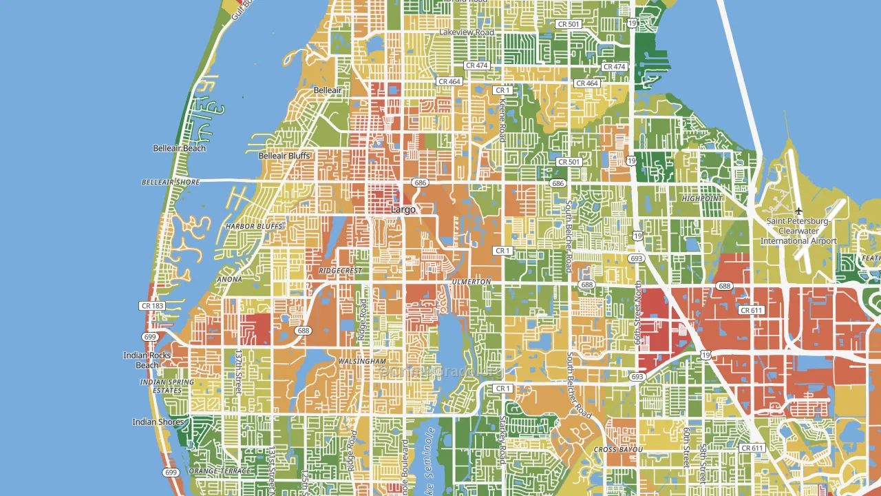 Largo, FL Map of Drug-Related Crime Rates