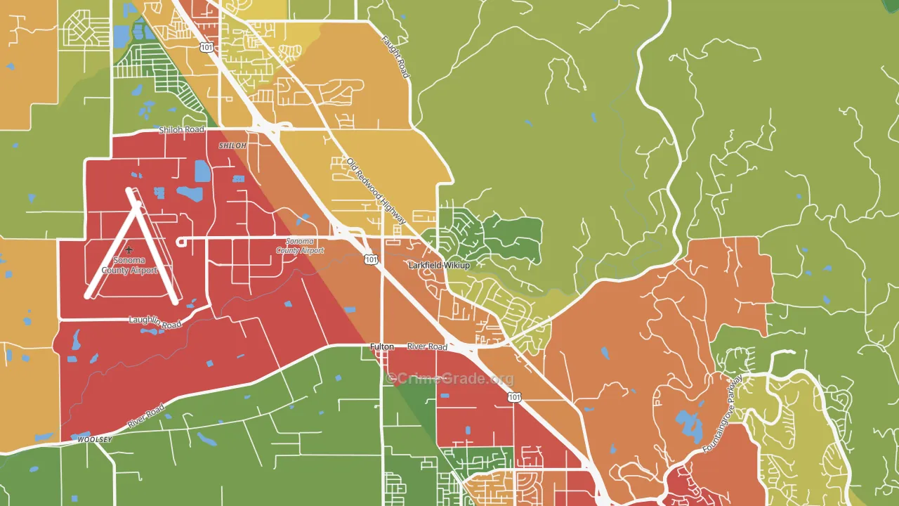 Larkfield-Wikiup, Santa Rosa, CA Map of Drug-Related Crime Rates