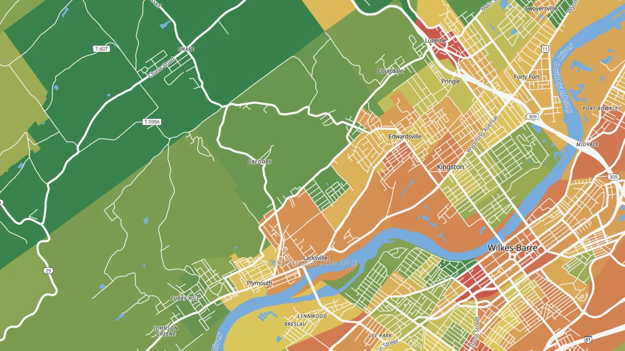 Larksville, PA Map of Drug-Related Crime Rates