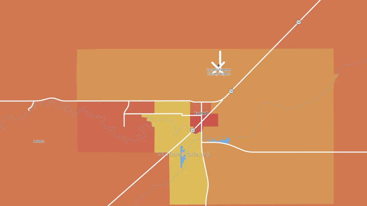 Larned, KS Map of Drug-Related Crime Rates
