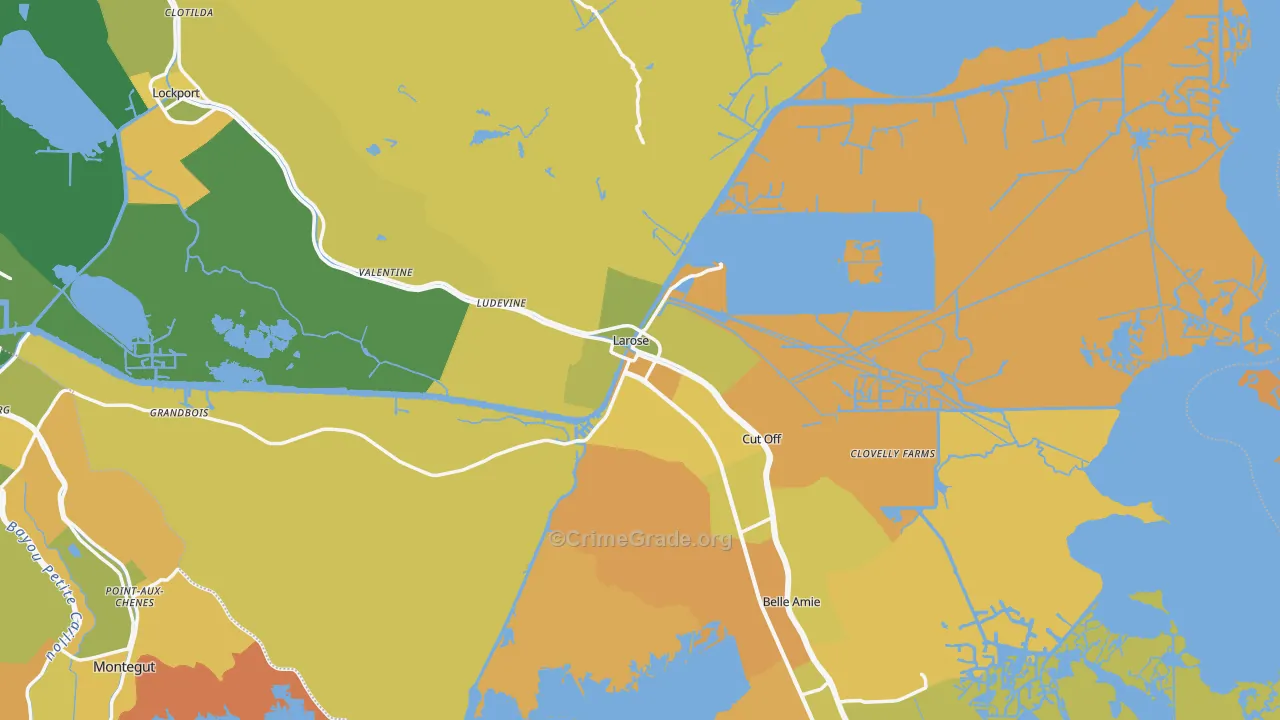 Larose, LA Map of Drug-Related Crime Rates