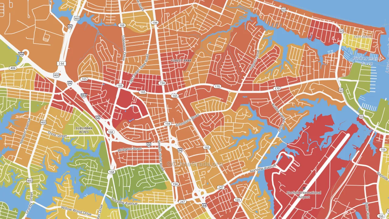Larrymore Lawns, Norfolk, VA Map of Drug-Related Crime Rates