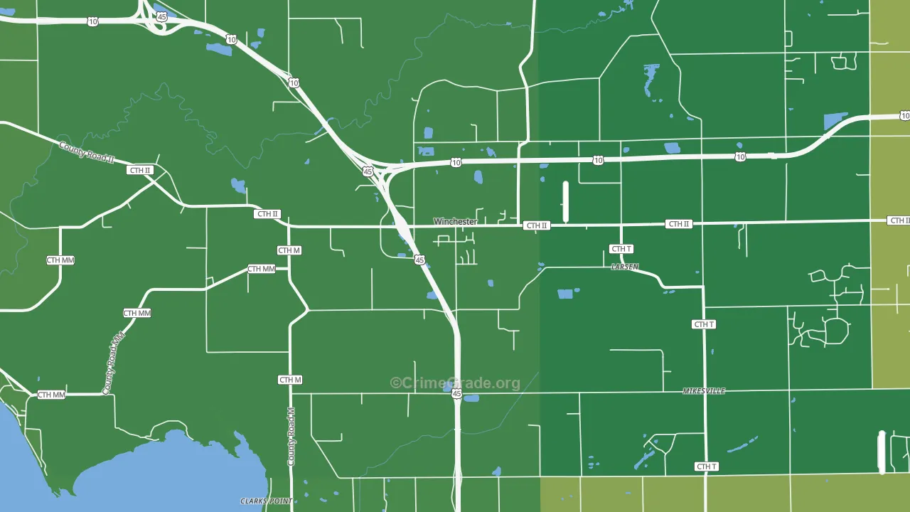 Larsen, WI Map of Drug-Related Crime Rates