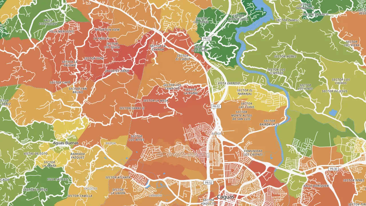 Las Carolinas, PR Map of Drug-Related Crime Rates
