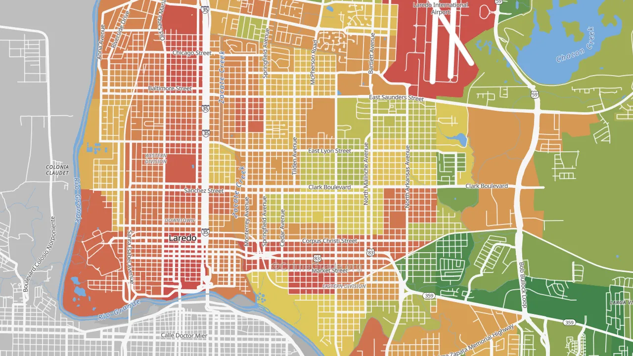Las Lomas, Laredo, TX Map of Drug-Related Crime Rates
