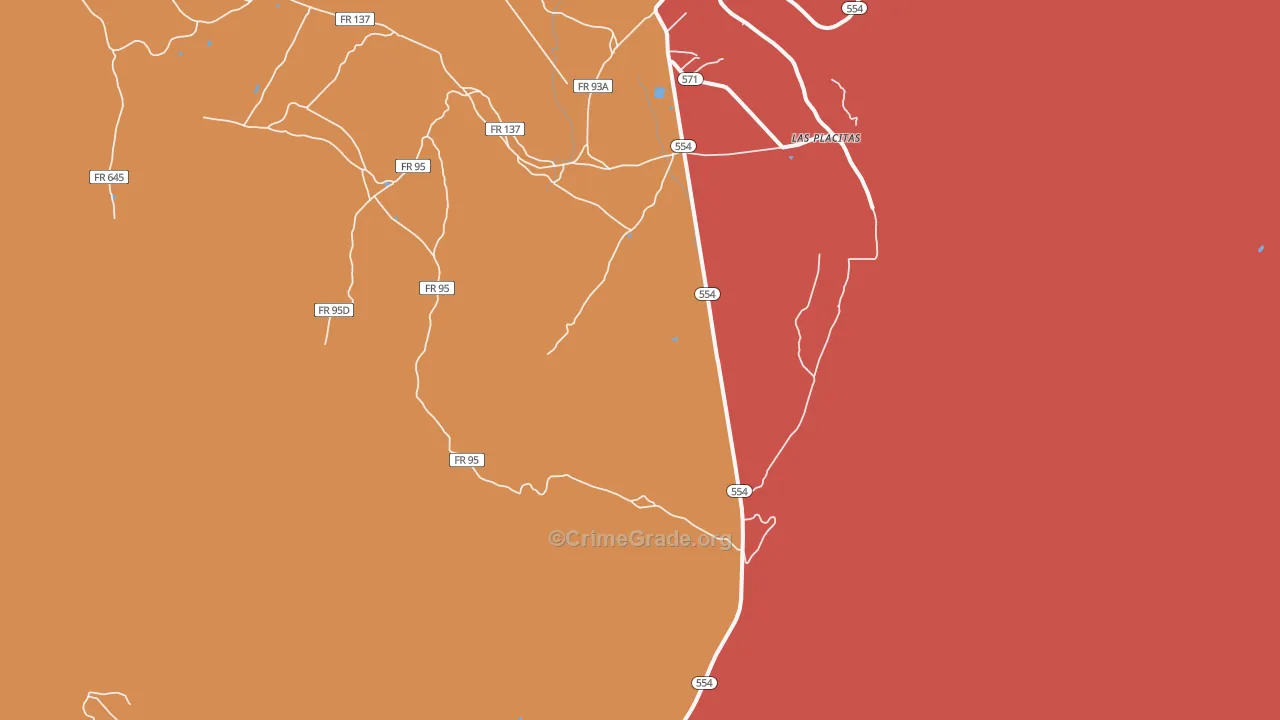Las Placitas, NM Map of Drug-Related Crime Rates