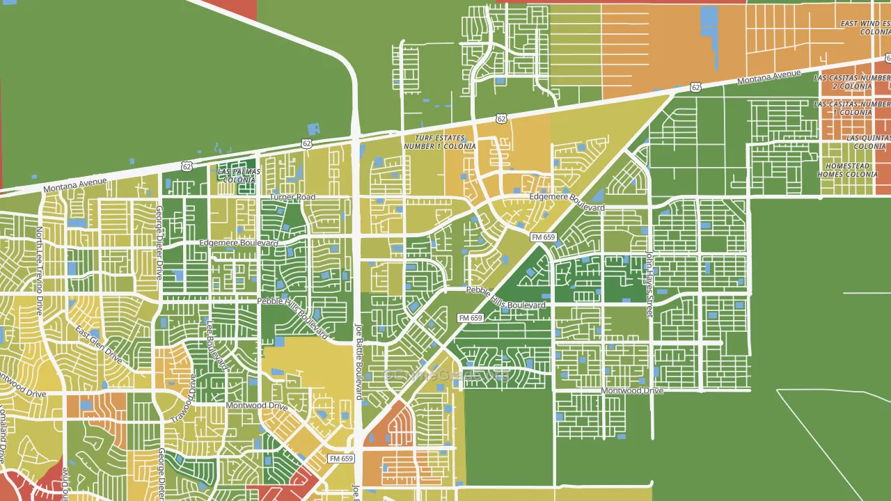 Las Tierras, El Paso, TX Map of Drug-Related Crime Rates