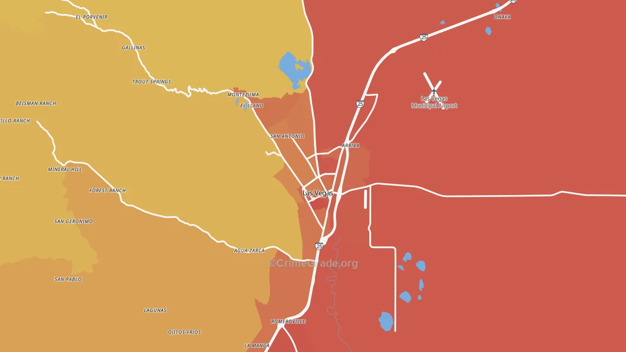 Las Vegas, NM Map of Drug-Related Crime Rates