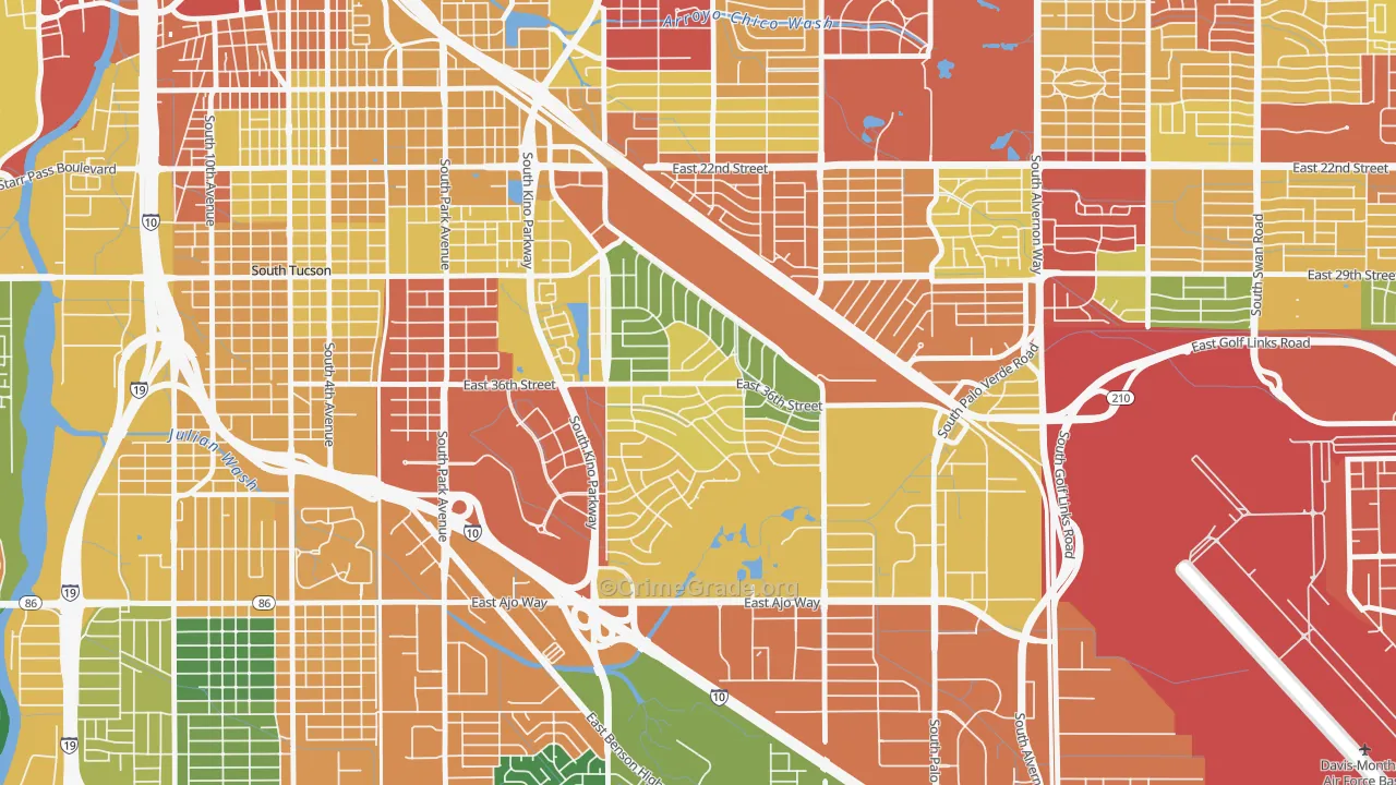 Las Vistas, Tucson, AZ Map of Drug-Related Crime Rates