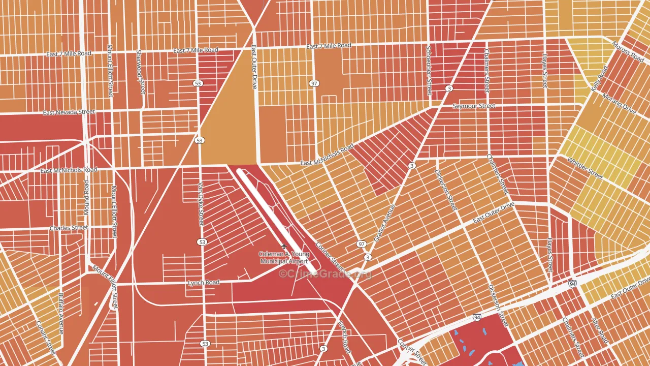 Lasalle College Park, Detroit, MI Map of Drug-Related Crime Rates