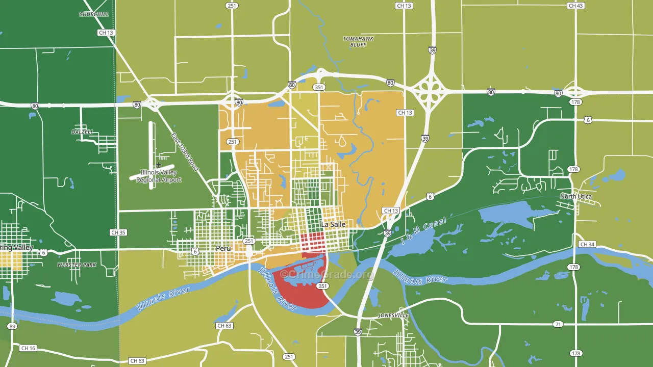 Lasalle, IL Map of Drug-Related Crime Rates