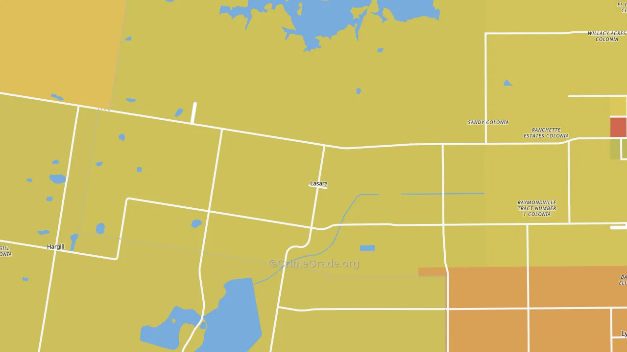 Lasara, TX Map of Drug-Related Crime Rates