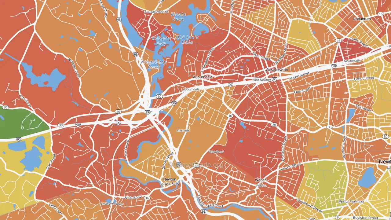 Lasell Village, Auburndale, MA Map of Drug-Related Crime Rates