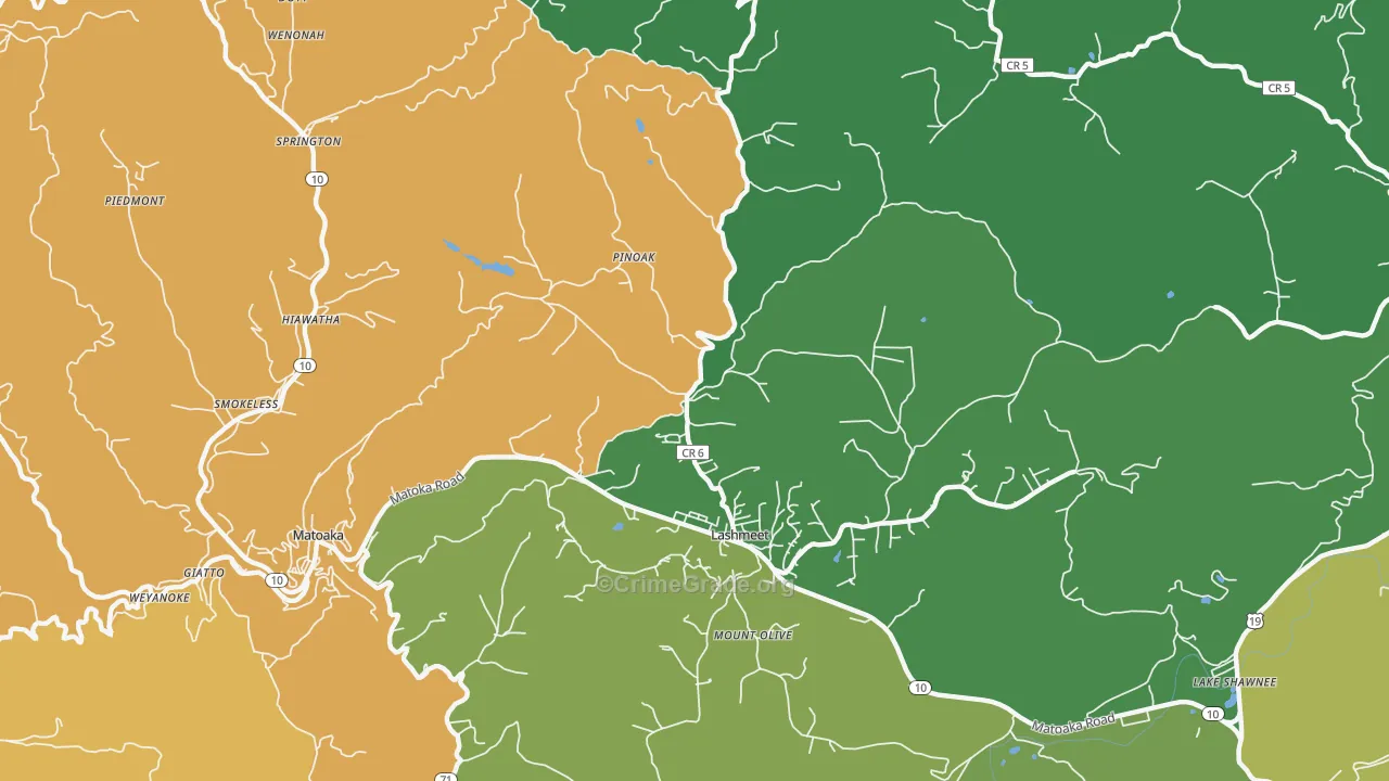 Lashmeet, WV Map of Drug-Related Crime Rates