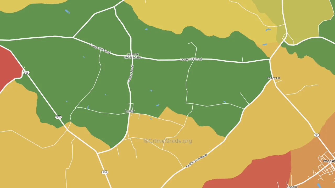 Lasker, NC Map of Drug-Related Crime Rates