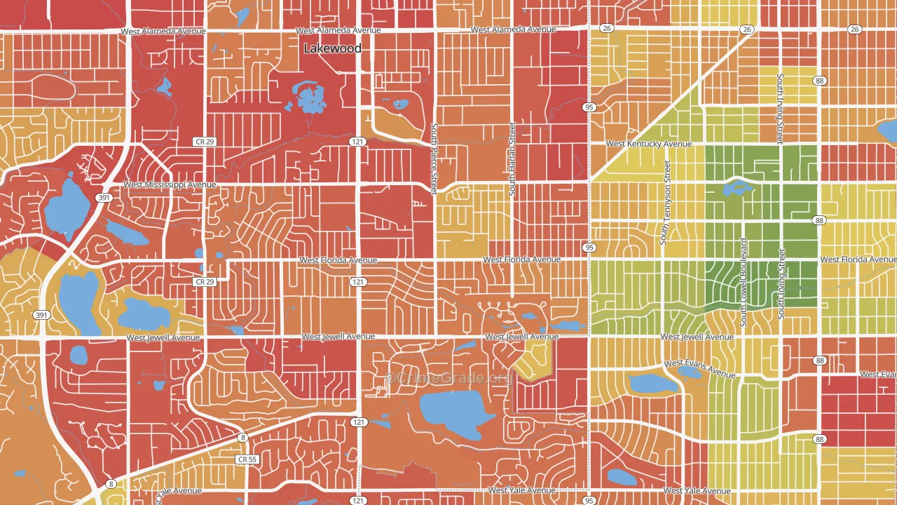 Lasley, Lakewood, CO Map of Drug-Related Crime Rates