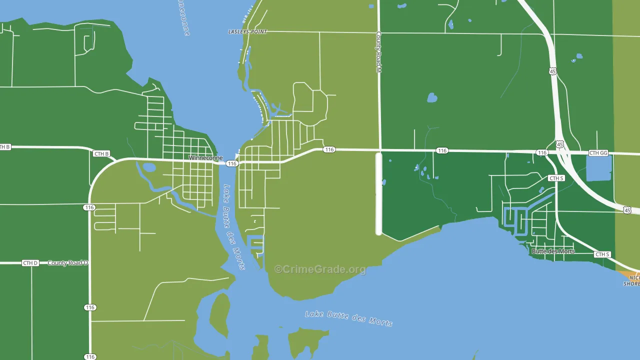 Lasleys Point, WI Map of Drug-Related Crime Rates