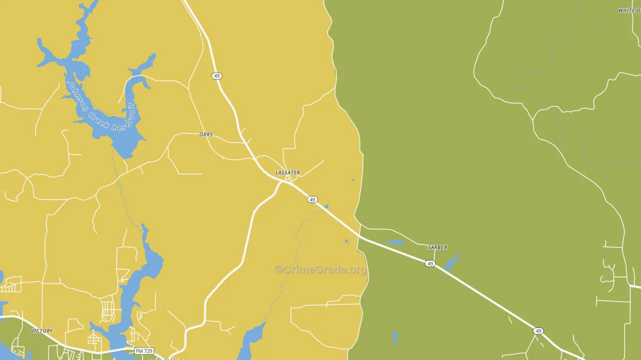 Lassater, TX Map of Drug-Related Crime Rates