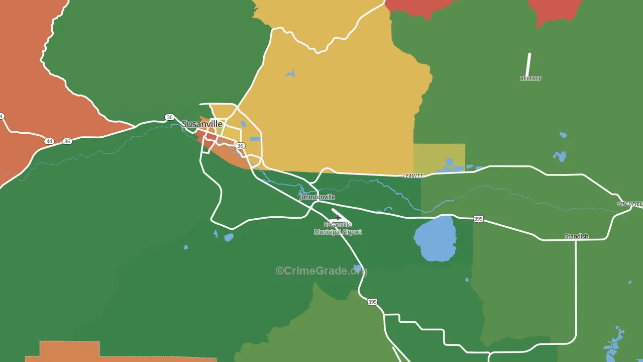 Lassen County, CA Map of Drug-Related Crime Rates
