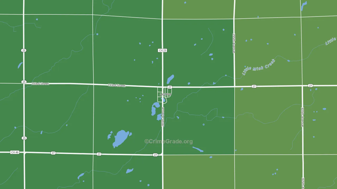 Lastrup, MN Map of Drug-Related Crime Rates