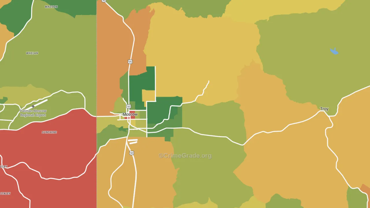 Latah County, ID Map of Drug-Related Crime Rates
