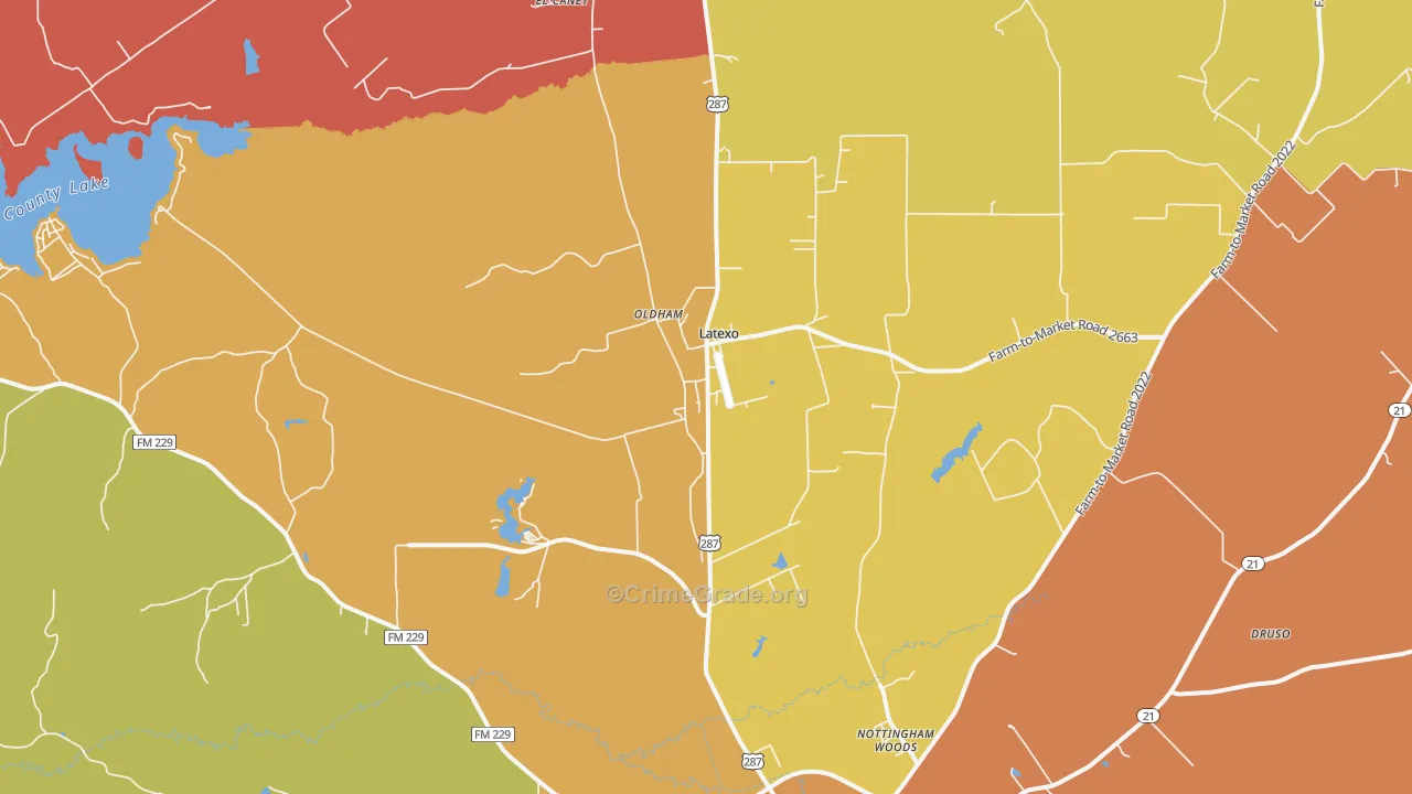 Latexo, TX Map of Drug-Related Crime Rates