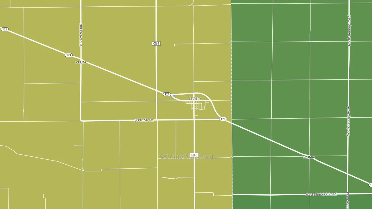 Latham, IL Map of Drug-Related Crime Rates