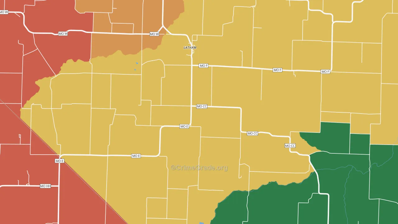 Latham, MO Map of Drug-Related Crime Rates