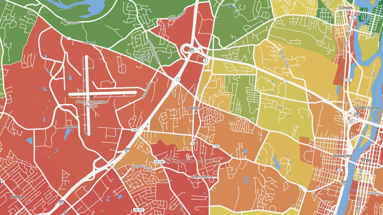 Latham, NY Map of Drug-Related Crime Rates