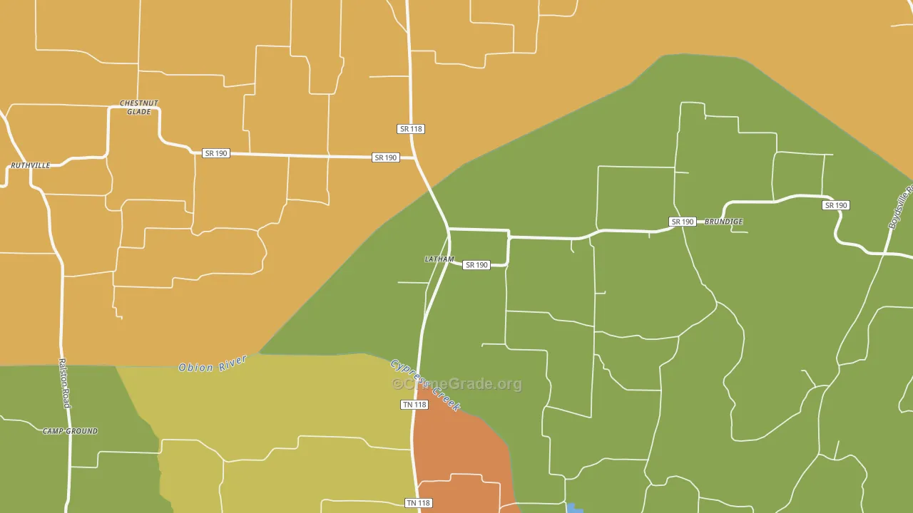 Latham, TN Map of Drug-Related Crime Rates