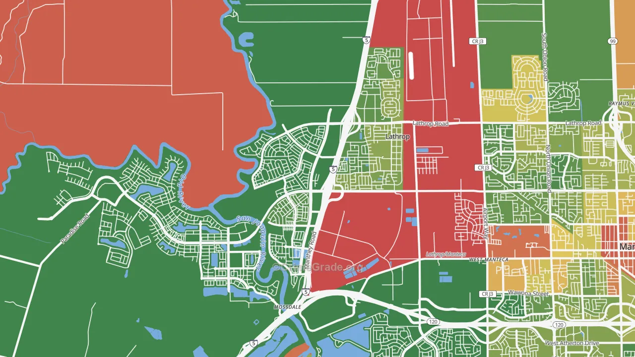 Lathrop, CA Map of Drug-Related Crime Rates