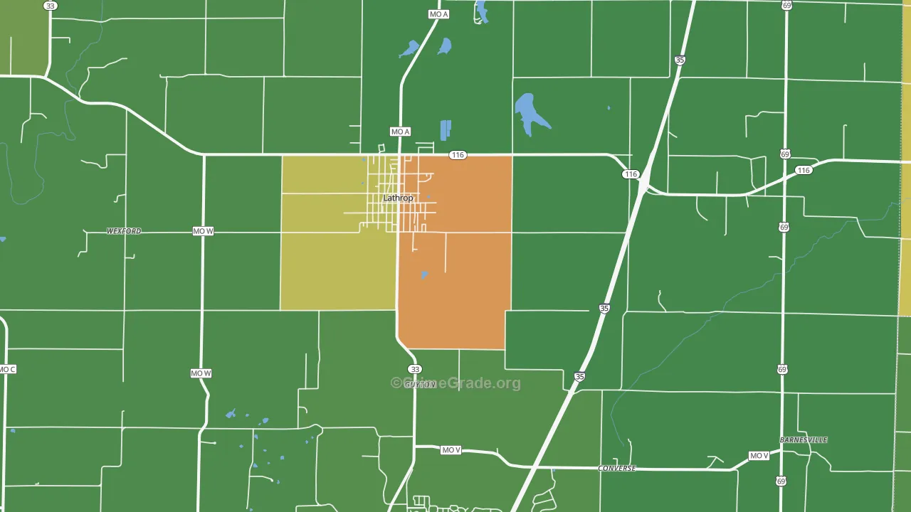 Lathrop, MO Map of Drug-Related Crime Rates