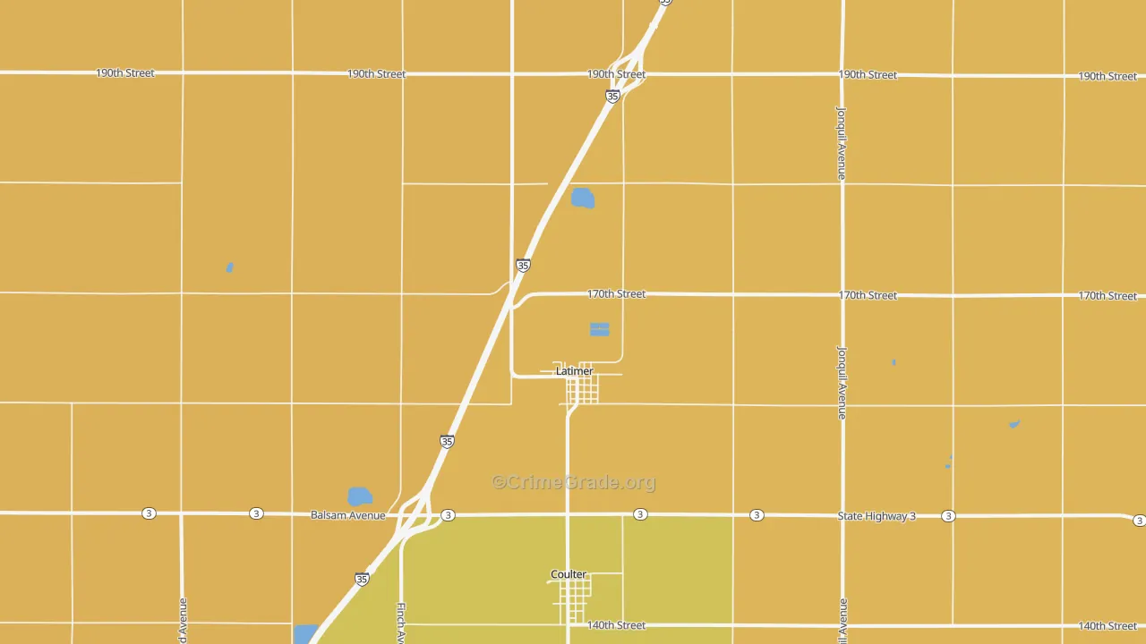 Latimer, IA Map of Drug-Related Crime Rates
