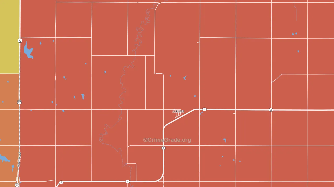 Latimer, KS Map of Drug-Related Crime Rates