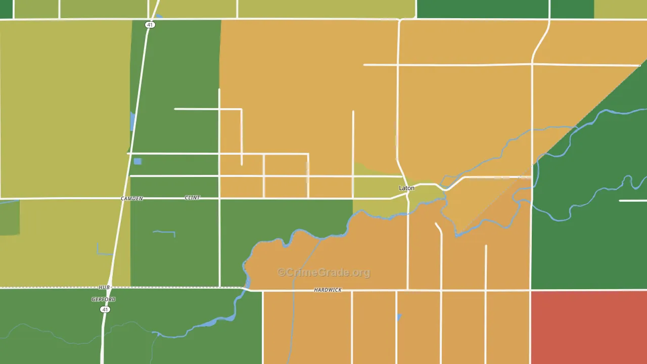 Laton, CA Map of Drug-Related Crime Rates